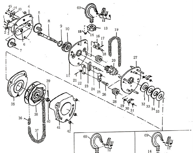 双鸽牌手拉葫芦HS-V型5吨零件
